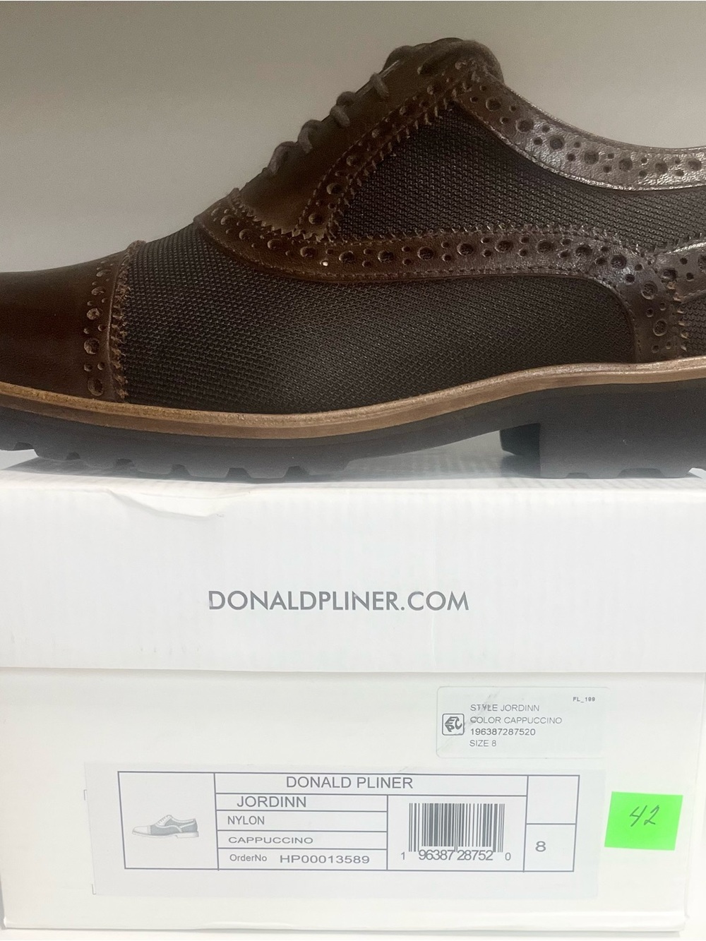 Donald J. Pliner Brown Brogue Nylon-Panel Oxford